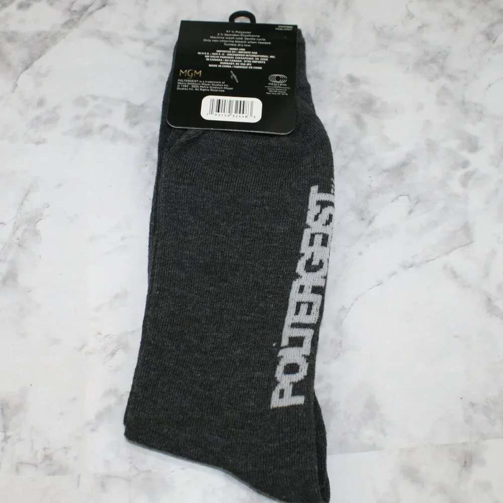POLTERGEIST Socks Halloween Spooky Creepy Crew Unisex October Grey One Size